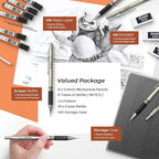 Nicpro 0.9 mm Art Mechanical Pencils Set in Case, 3 Erasers - Image 4