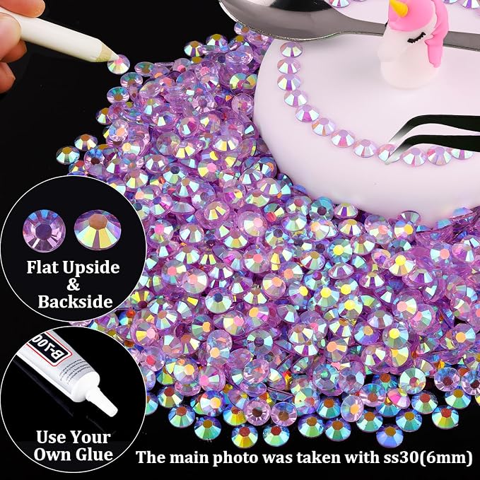 5000pcs 2mm Resin Rhinestones Bulk, Transparent Lavender Purple AB Flatback - Image 5