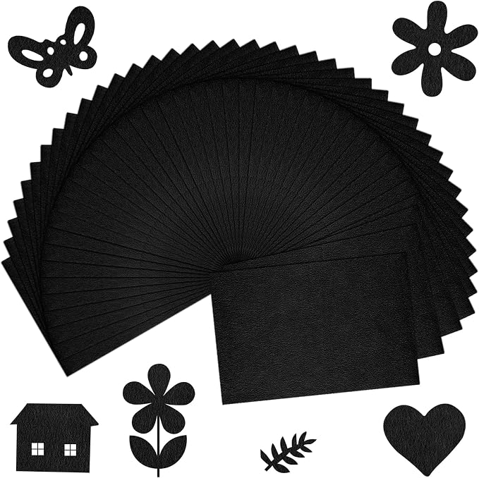 40 Pcs Black Soft Felt Fabric Sheet 8" x 12" Assorted Color Felt Fabric Sheets by Bringsparkletoeverydaylife