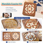 Wooden Coasters Craft Kits – Filigree Enamels Painting DIY Coasters Art - Image 2