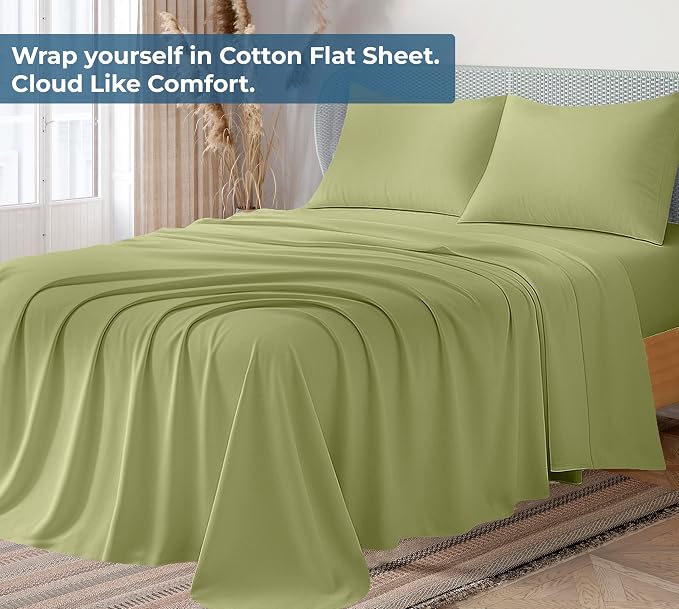 Royale Linens 100% Organic Cotton Twin Flat Sheet Only - Image 2