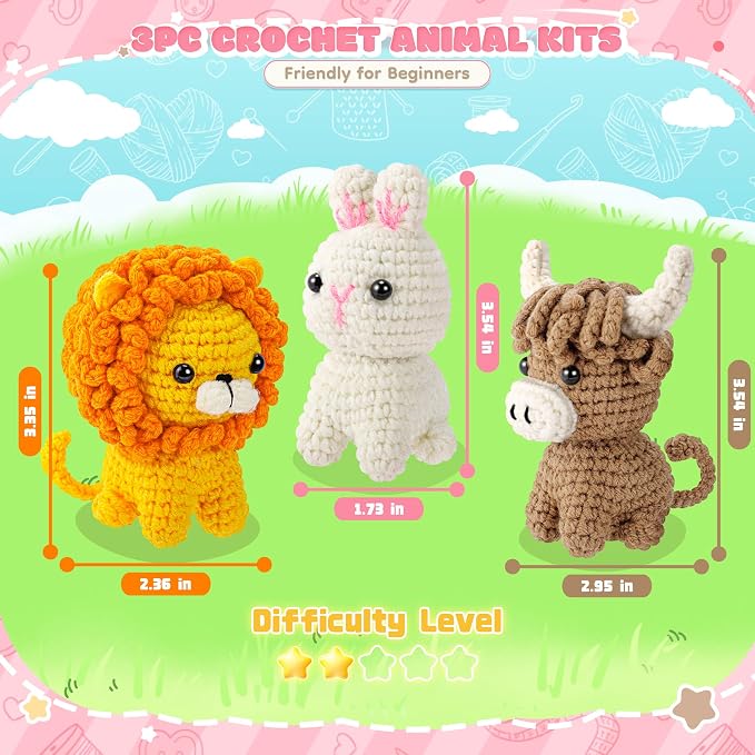Fortuning's JDS Crochet Kit for Beginners, Amigurumi Crochet Animal Kits - Image 4