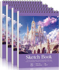 Prudiut Sketch Book 4 Pack 8.5x11 Inch Violet Spiral Bound Sketch Pad by Prudiut