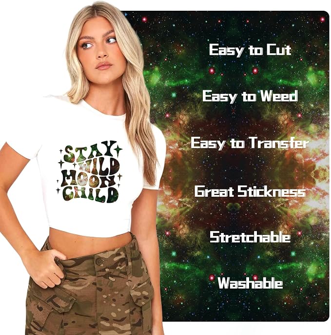 HTVRONT Galaxy Heat Transfer Vinyl, 7 Pack 12x10in Starry Sky Iron on Vinyl | - Image 2