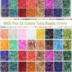 EuTengHao 9600Pcs Tube Beads Kit 7mm Glass Bugle Seed Beads - Image 2