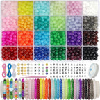 JULIMAIDONG 6mm Glass Beads for Bracelets 1400pcs, 24 Colors Round Crystal by JULIMAIDONG