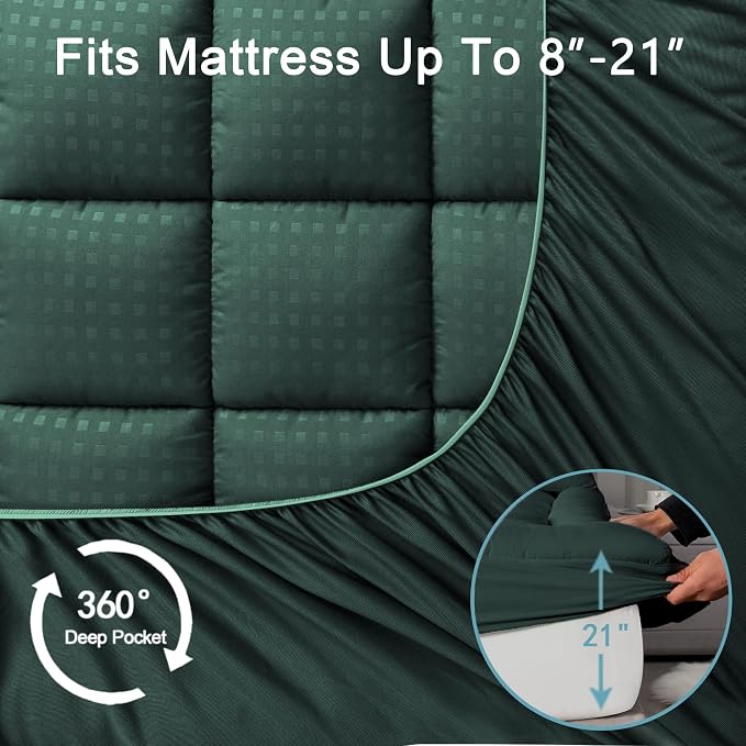 HYLEORY King Mattress Pad Quilted Fitted Mattress Protector Cooling Pillow Top - Image 5