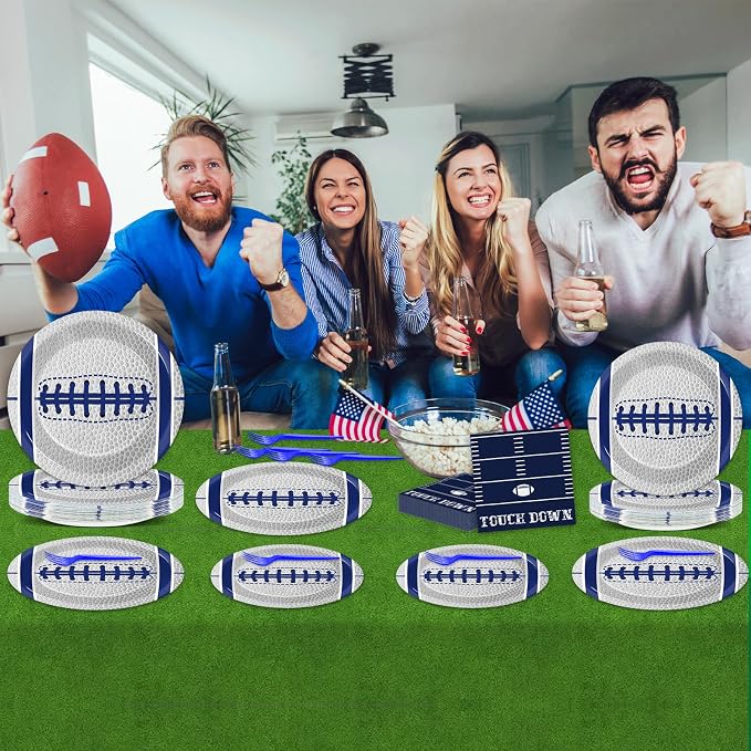 Qyeahkj 25 Guests Cowboys Football Party Plates and Napkins Supplies American - Image 3