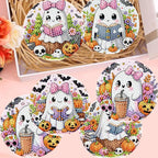 8 Pack Diamond Art Coasters, Halloween Ghost Diamond Painting Coasters Kits | - Image 7