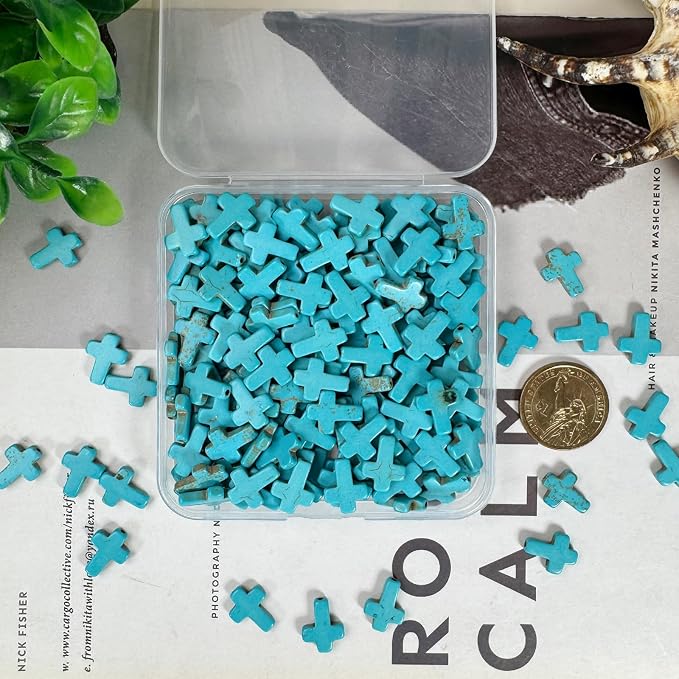 Turquoise Cross Beads for Bracelet Making - Image 4
