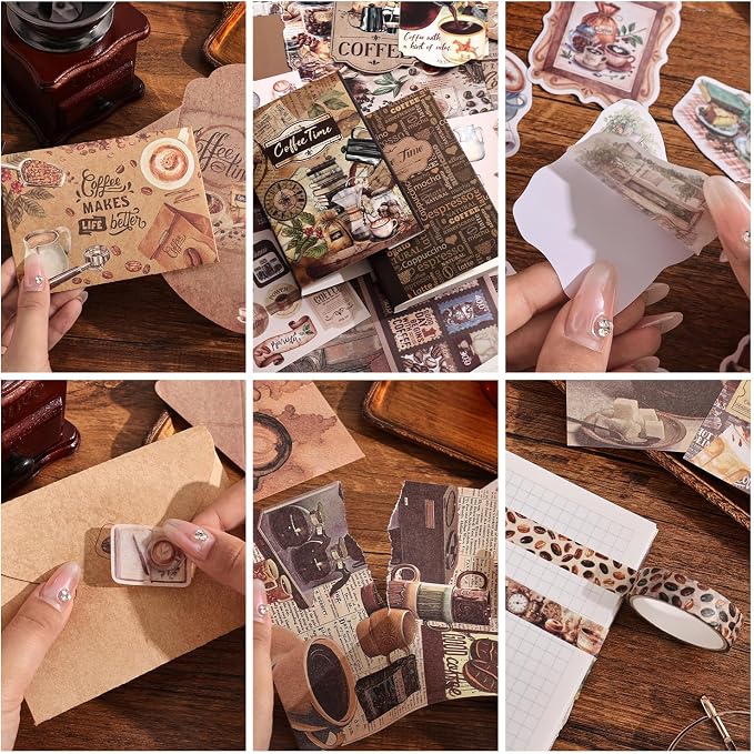 emmoolife Scrapbooking Supplies Kit, Coffee Vintage Aesthetic Scrapbook Kit - Image 4
