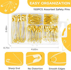 Huhuhero Safety Pins Assorted, Nickel Plated Steel Pin Bulk, Sewing Arts Crafts - Image 3