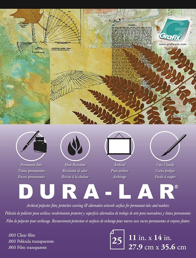 Grafix Dura-Lar 0.003" Film, Ultra Clear, Glossy 11"x14" Sheet, Mylar/Acetate by Grafix