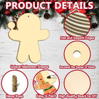 Large Size 7" Christmas Crafts for Kids Wooden Gingerbread Ornaments Crafts - Image 4