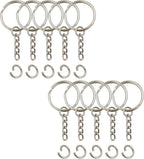 Key Ring with Chain and Open Jump Rings 1 inch, 50 Pack by Chadou