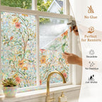 Coavas Stained Glass Window Film, 3D Rainbow Floral, 23.6" x 78.7" | Decorative - Image 3