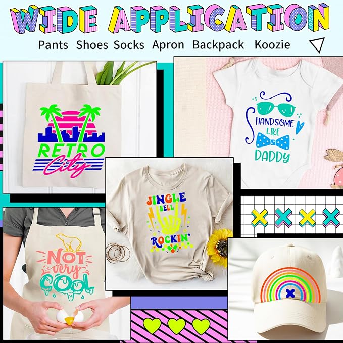 VINYL FROG 10 Sheets Neon Heat Transfer Vinyl Bundle 12"x10" Green & Yellow & - Image 5