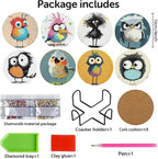 8 Pcs Retro Birds Diamond Art Coasters Kits - Image 7