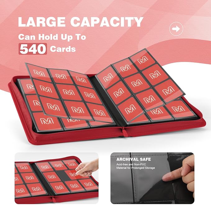 Trading Card Binder with 9 Side Loading Pocket Card Album Hold Up to 540 Cards - Image 3