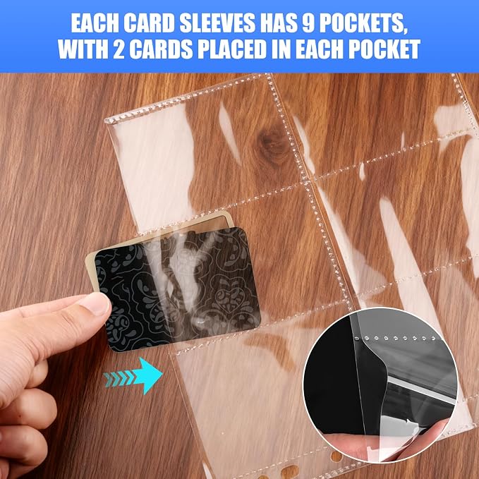 65 Pack 9 Pocket Card Sleeves Binder Sheets, Trading Card Sleeves - Image 3