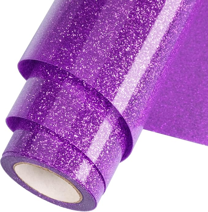 Purple Glitter HTV Heat Transfer Vinyl Roll 12inch x 10 ft by WOOGLITTER