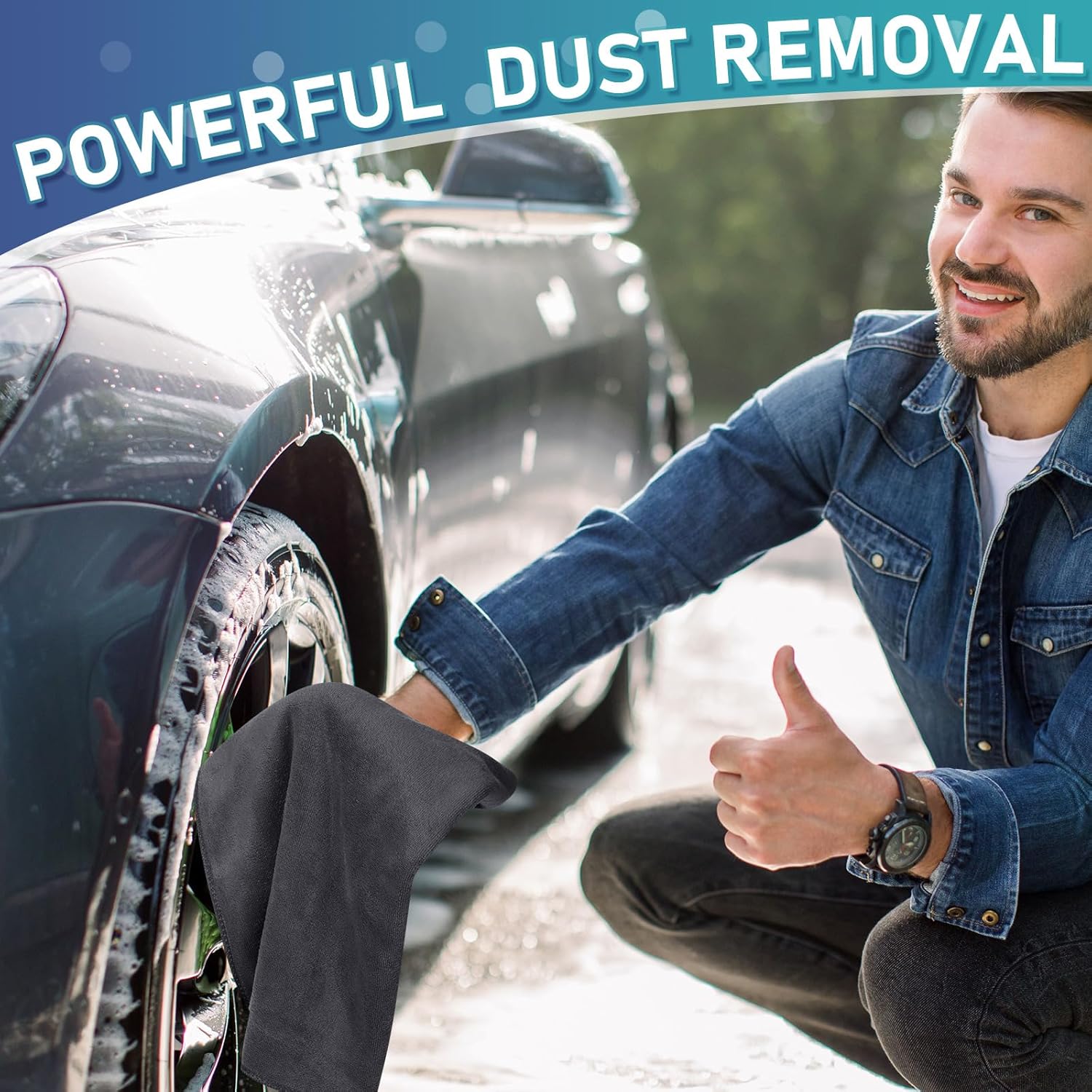 Newwiee 6 Pcs Extra Large Microfiber Cleaning Cloth 30" x 20" Washable Reusable Microfiber Towel Streak Free Lint Free Cloth for Cleaning Home Glass Office Window Bathrooms (Gray)