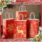 Kolldenn 24 Pcs Christmas Party Favors Bags Red and Gold Christmas Goodie Gift - Image 5