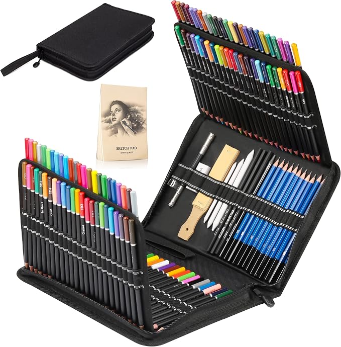 KALOUR Premium 144 Drawing Pencil Set, including 120 Colored Pencils and 24 by KALOUR
