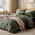 WRENSONGE Super King Comforter Set- 7 Pieces Soft Olive Green Bed in a Bag by WRENSONGE