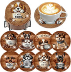 8 Pack Diamond Art Coasters, Coffee Dog Diamond Painting Coasters Kits | Dog by Zythron