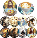 ijbnhd 8 Pcs Diamond Art Coasters Kits Jesus Diamond Painting Coasters | by ijbnhd