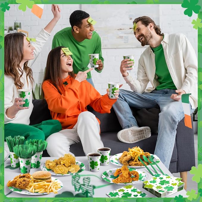 Pickmesh 400 Pcs St. Patrick's Day Party Plates and Napkin Decoration Lucky - Image 5