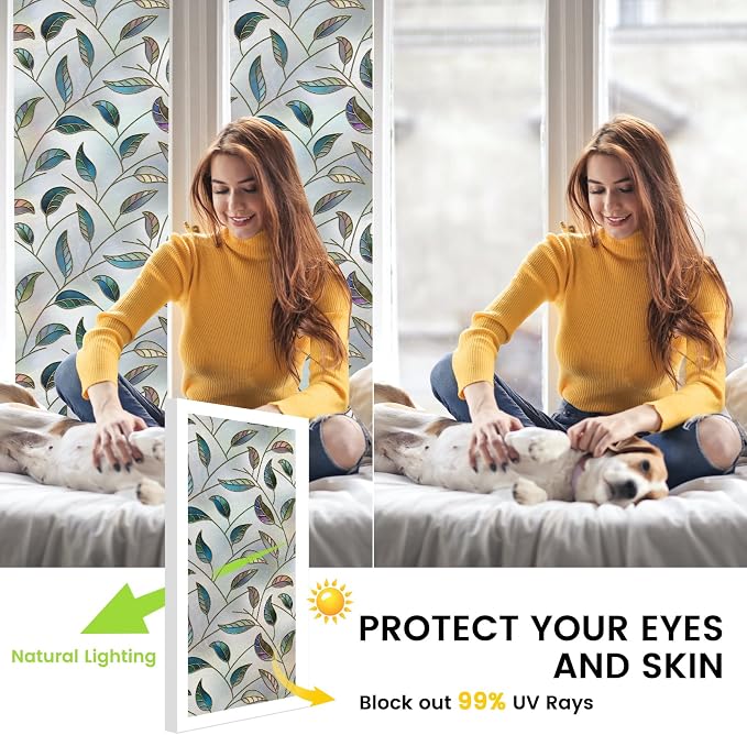 DKTIE Static Cling Decorative Window Film Vinyl Non Adhesive Privacy Film - Image 3