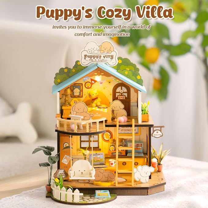 ROBOTIME DIY Miniature House Kit, Mini Wooden Dollhouse Diorama Model, Tiny - Image 5