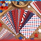 HunnmingRe 20 Pcs 10x10'' Patriotic Quilting Fabric Square Red White Blue - Image 4