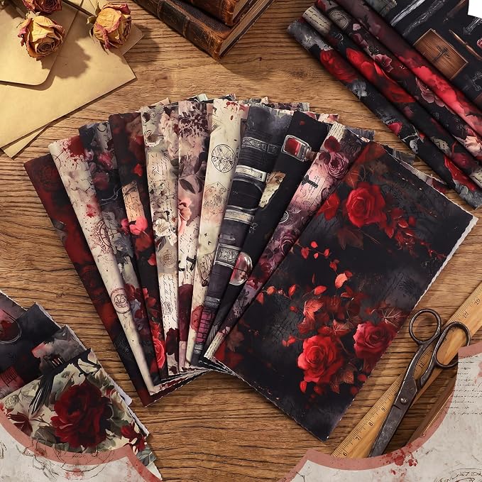 HunnmingRe 20 Pcs 10''x10'' Gothic Halloween Quilting Fabric Square Vintage - Image 3