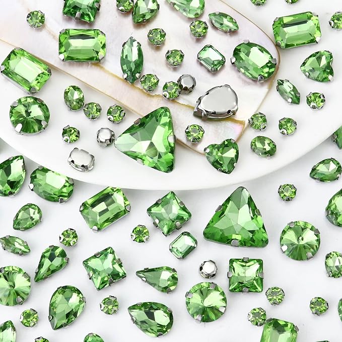 Dowarm Sew on Rhinestones 104 PCS Mixed Shapes Glass Sew on Crystals by Dowarm