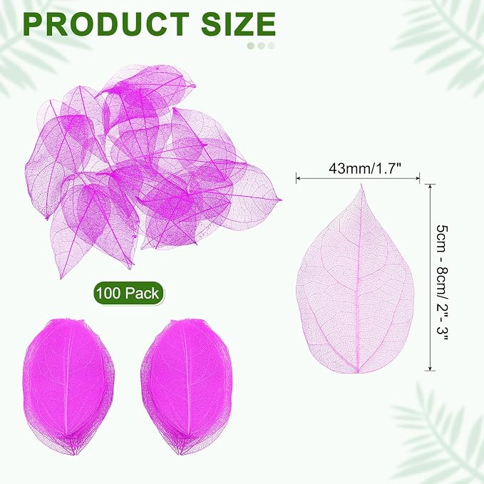 uxcell 100 Pcs Rose Red Skeleton Leaves - Image 2