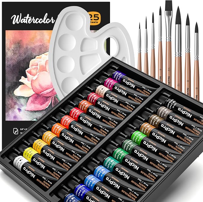 Nicpro Watercolor Paint Set for Adults, Beginner & Artists, 24 Colors by Nicpro