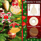 80PCS Wooden Christmas Ornaments to Paint, 8 Styles DIY Blank Unfinished Wood - Image 7