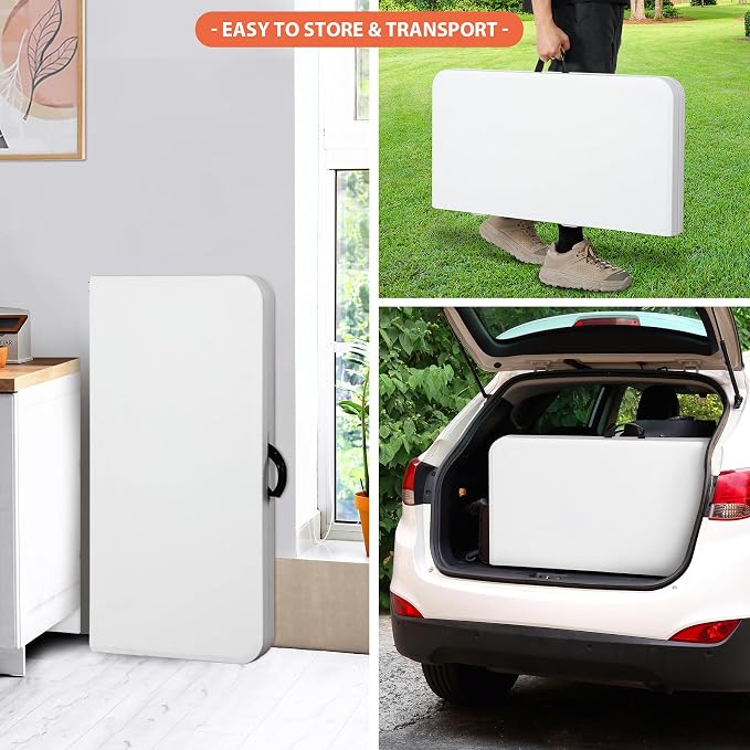 SUPER DEAL 3 Foot Square Folding Card Table, Indoor Outdoor Portable Plastic - Image 4