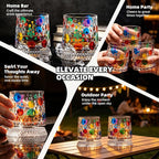 2PCS Spinning Whiskey Glass, 9.4oz | Hand-painted embossed, 360° rotating - Image 5
