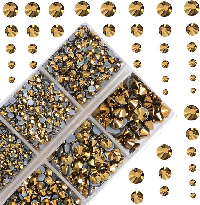 4000Pcs Mixed Size Hot Fix Round Crystals Gems Glass Stones Hotfix Flat Back by MASSIVE+BEADS