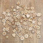 100 Pcs Unfinished Wooden Flower Wood Pieces Wood Flower Cutouts | Wooden - Image 3