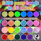 2400Pcs Glow in The Dark Pony Beads Bulk, 20 Colors Rainbow Kandi Bead - Image 2