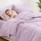 Love's cabin California King Comforter Set Light Purple, 7 Pieces California - Image 3