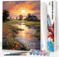 Paint by Numbers Kit for Adults Beginner, Countryside Sunset Adult Paint by by Fountor