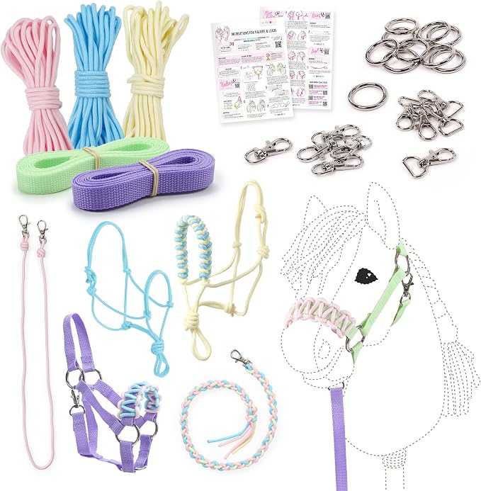 kullaloo DIY Hobby Horse Halter Kit Make Stick Horse Head Collars, Rope Halters by kullaloo