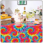 Newwiee Tie Dye Tablecloth Rainbow Table Cloth 54 x 108 Inch Plastic Rectangle - Image 4