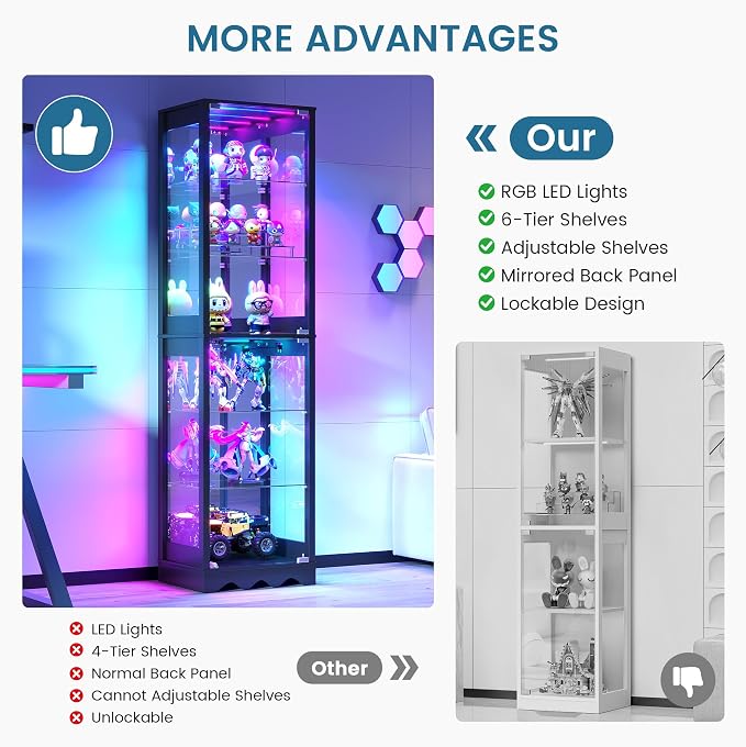 Dystler 2 Pack Glass Display Cabinet - Image 5